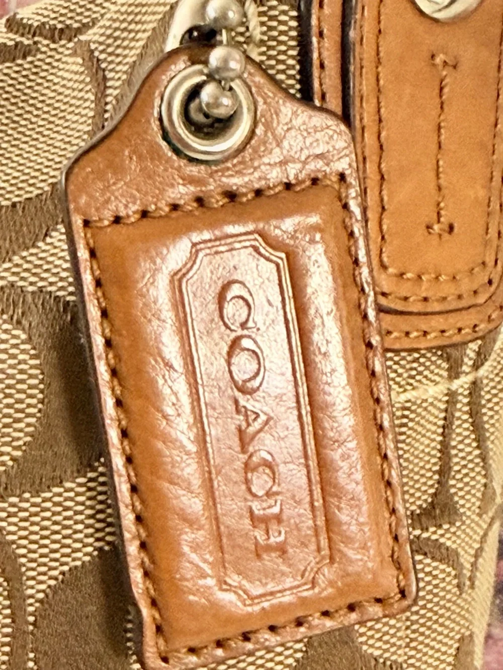 Coach Signature Canvas Hobo Bag in Beige and Brown - Picture 5 of 9